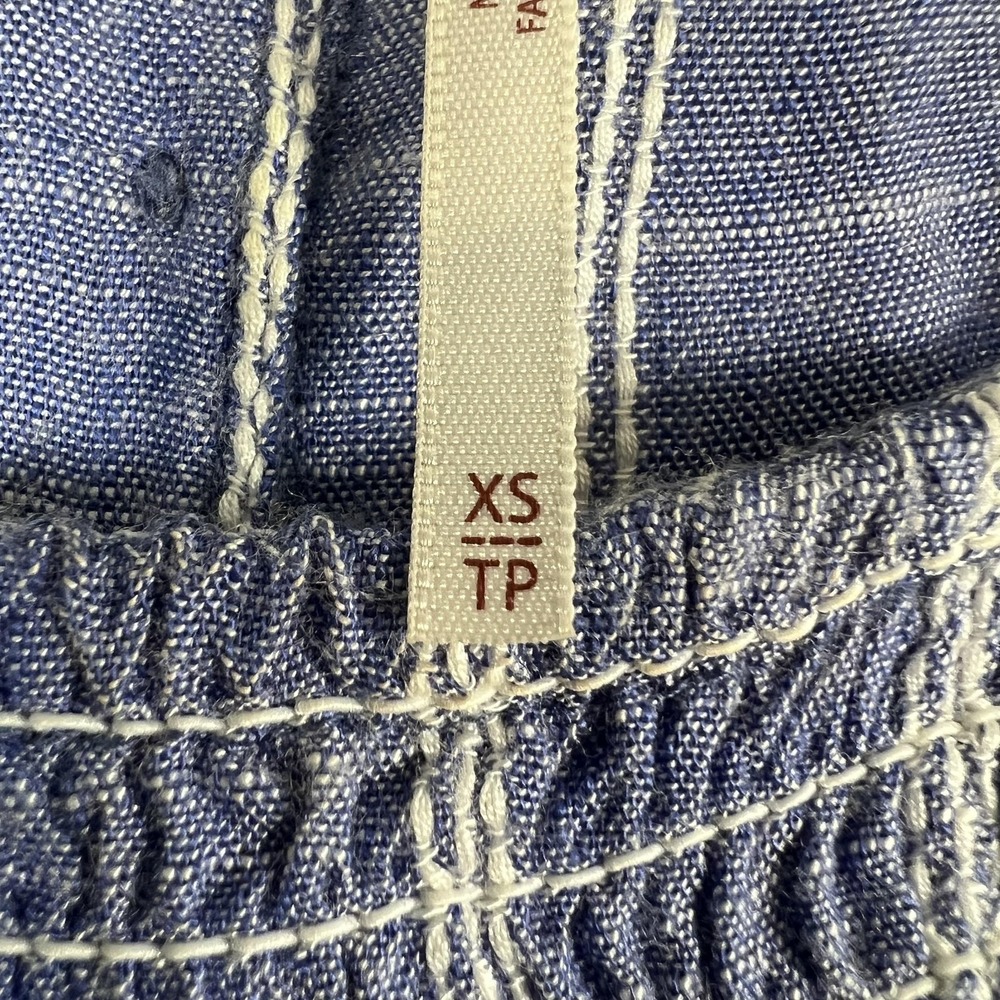 Free People Dress Womens XS Blue Striped Ruffle Button Front Fit Flare Sundress - Picture 3 of 9